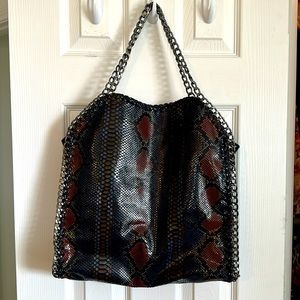 Dark Navy Tote with python pattern